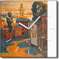 Coloray Uhr auf Leinwand 30x30 cm Wand Uhr Dekoration Wohnzimmer Segeltuch weiße Zeiger -Landschaftsarchitektur