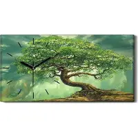 Coloray Dekor Leinwand Uhr Wandbilder 60x30 Malerei Fantasie Wald Bäume Blätter Natur - schwarze Hände