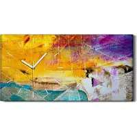 Coloray Küchenuhr Bürouhr Leinwand Uhr Geräuschlos Kunstdruck 60x30 Abstrakte Kunst - weiße Hände