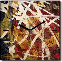 Coloray Uhr auf Leinwand 30x30 cm Wand Uhr Dekoration Wohnzimmer Segeltuch schwarze Hände -Abstraktion Kunstkunst