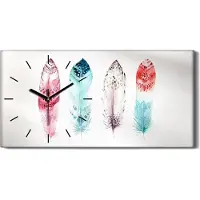 Coloray Küche Wohnzimmer Wand Leinwand Uhr Geräuschlos Kunstdruck 60x30 Art Boho Feder - schwarze Hände