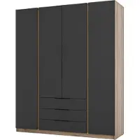 Masseno Drehtürenschrank CAGLIARI 200 cm Kleiderschrank Schlafzimmer Schrank 4-türig Goldfarben