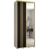MEBLE KRYSPOL Davos 7 Schrank, zwei Türen - 235,2x120x60 cm - Weiß Schwarz Gold