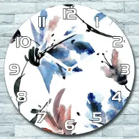 Coloray Wanduhr aus Glas Rund fi 30 Aquarell Blumen Quarz Deko Schlafzimmer Büro