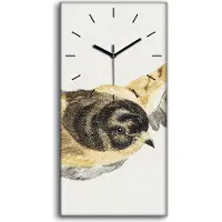 Coloray Küche Wohnzimmer Wand Leinwand Uhr Geräuschlos 30x60 Zeichnung Tier Vogel Kunst - schwarze Hände