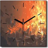 Coloray Uhr auf Leinwand 30x30 cm Wand Uhr Dekoration Wohnzimmer Segeltuch schwarze Hände -Apokalypse-Explosion.