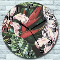 Coloray Wanduhr aus Glas Rund fi 30 Tropische Papageien Quarz Deko Schlafzimmer Büro
