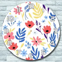 Coloray Wanduhr aus Glas Rund fi 30 Bunte Wiesenblumen Quarz Deko Wohnzimmer Büro