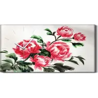 Coloray Küche Wohnzimmer Wand Leinwand Uhr 60x30 Gemälde Blume Asiatische Chinesische - weiße Hände