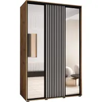 MEBLE KRYSPOL Lanko 2 Schrank mit 3 Schiebetüren - 235,2x160x60 cm - Artisan Weiß Schwarz