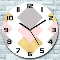 Coloray Wanduhr aus Glas Rund fi 30 Goldene rosa und lila Felder Deko Schlafzimmer Büro