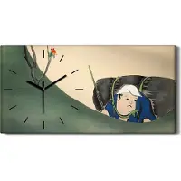 Coloray Wandbild Leinwand Bilder mit Uhr 60x30 Malerei Abstrakter Mann Blumen Asiatische - schwarze Hände
