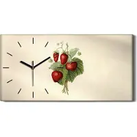 Coloray Dekor Leinwand Uhr Wandbilder 60x30 Gemälde Früchte Erdbeeren Blätter Kunst - schwarze Hände