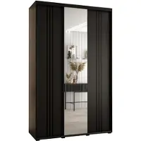 MEBLE KRYSPOL Cannes 7 Schrank mit 3 Schiebetüren - 205,2x160x45 cm - Schwarz Schwarz Schwarz