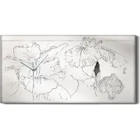 Coloray Leinwand Uhr Küche Wohnzimmer Bild 60x30 Malerei Asiatischer Blumen Blätter - weiße Hände
