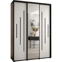 MEBLE KRYSPOL Davos 13 Schrank, drei Türen - 235,2x180x45 cm - Schwarz Weiß Schwarz