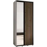 MEBLE KRYSPOL Sapporo 2 Schrank mit 2 Schiebetüren - 205,2x120x45 cm - Weiß Schwarz Artisan