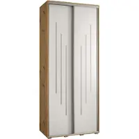 MEBLE KRYSPOL Cannes 8 Schrank mit 2 Schiebetüren - 205,2x100x60 cm - Artisan Weiß Silber