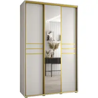 MEBLE KRYSPOL Davos 11 Schrank, drei Türen - 235,2x150x60 cm - Weiß Weiß Gold