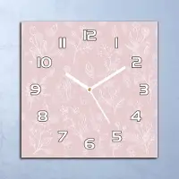 Coloray Deko Glasuhr Wanduhr 30x30 Blumen weiße Kontur Quarz Küchenuhr Bürouhr