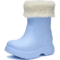 Ladeheid x Camminare Gummistiefel Kinder aus leichtem EVA warm gefüttert wasserdicht und sicher geführt durch rutschfeste Sohle ideal für kalte Tage und Schnee LA-CA-19 (HellBlau, 34/35 EU)