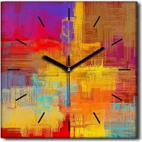 Coloray Uhr auf Leinwand 30x30 cm Wand Uhr Dekoration Wohnzimmer Segeltuch schwarze Hände -Abstraktion Kunstkunst