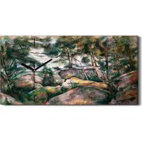Coloray Küchenuhr Bürouhr Leinwand Uhr Geräuschlos Kunstdruck 60x30 Felsen im Wald - schwarze Hände