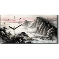 Coloray Dekor Leinwand Uhr Wandbilder Quarz 60x30 Chinesische traditionelle Malerei - schwarze Hände