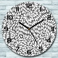 Coloray Wanduhr aus Glas Rund fi 30 Schwarz-weiße Floral Quarz Deko Wohnzimmer Büro