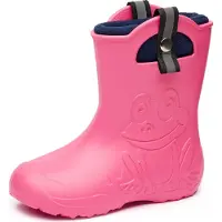 Ladeheid Kinder Federleichte Gummistiefel Thermo Fütterung Mädchen Jungen Rutschfest Regenstiefel Kinder Regenschuhe LA-CA-Frog245 (Rosa, 34/35 EU)
