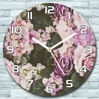 Coloray Wanduhr aus Glas Rund fi 30 Barocke Blumen Quarz Deko Schlafzimmer Büro