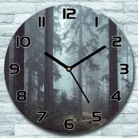 Coloray Wanduhr aus Glas Rund fi 30 Nebliger Wald Quarz Deko Schlafzimmer Büro