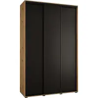 MEBLE KRYSPOL Davos 1 Schrank, drei Türen - 235,2x160x45 cm - Artisan Schwarz Schwarz