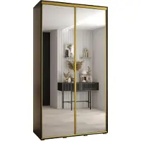 MEBLE KRYSPOL Davos 2 Schrank, zwei Türen - 235,2x130x60 cm - Schwarz Schwarz Gold