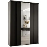 MEBLE KRYSPOL Davos 7 Schrank, drei Türen - 235,2x170x60 cm - Weiß Schwarz Schwarz