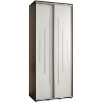 MEBLE KRYSPOL Cannes 12 Schrank mit 2 Schiebetüren - 205,2x110x60 cm - Schwarz Weiß Silber