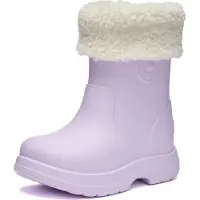 Ladeheid x Camminare Gummistiefel Kinder aus leichtem EVA warm gefüttert wasserdicht und sicher geführt durch rutschfeste Sohle ideal für kalte Tage und Schnee LA-CA-19 (HellLila, 32/33 EU)