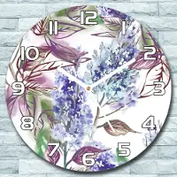 Coloray Wanduhr aus Glas Rund fi 30 Flieder Blumen Quarz Deko Schlafzimmer Büro