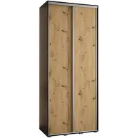 MEBLE KRYSPOL Davos 1 Schrank, zwei Türen - 235,2x100x45 cm - Schwarz Artisan Silber