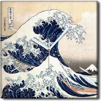 Coloray Uhr auf Leinwand 30x30 cm Wand Uhr Dekoration Wohnzimmer Segeltuch weiße Zeiger -Eine große Welle von Kanagawa