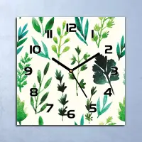 Coloray Wanduhr Echt-Glas-Küchenuhr Grüne Wildblumen Quarz Lautlos 30x30 Deko Bilder