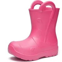 Ladeheid x Camminare Gummistiefel Kinder aus ultraleichtem EVA, wasserdicht, rutschfest und bequem, mit elegant geprägtem Splash-Design aus Wellen, Tropfen, Regenschirm LA-CA-20 (Rosa,32/33 EU)