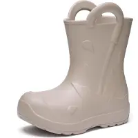 Ladeheid x Camminare Gummistiefel Kinder aus ultraleichtem EVA, wasserdicht, rutschfest und bequem, mit elegant geprägtem Splash-Design aus Wellen, Tropfen, Regenschirm LA-CA-20 (HellBeige,34/35 EU)