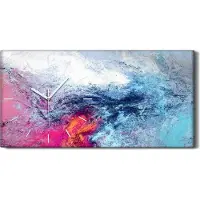 Coloray Dekor Leinwand Uhr Wandbilder Quarz 60x30 futuristische Wolken Farbe Spritzer - weiße Hände