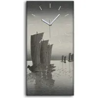 Coloray Wandkunst Leinwand Bild Uhr 30x60 Gemälde Asiatische See Schiffe Himmel Kunst - weiße Hände