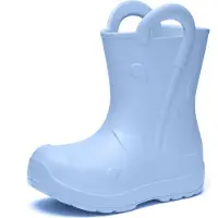 Ladeheid x Camminare Gummistiefel Kinder aus ultraleichtem EVA, wasserdicht, rutschfest und bequem, mit elegant geprägtem Splash-Design aus Wellen, Tropfen, Regenschirm LA-CA-20 (HellBlau,22/23 EU)