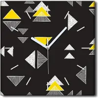 Coloray Uhr auf Leinwand 30x30 cm Wand Uhr Dekoration Wohnzimmer Segeltuch weiße Zeiger -Kunst Dreieck-Abstraktion.