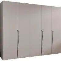MEBLE KRYSPOL Schrank 250x202x52 cm mit Kleiderstange, 5xTür, PIANO, Kaschmir, Griff Kaschmir