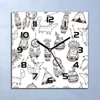 Coloray Wanduhr Echt-Glas-Küchenuhr Cartoon-Tiere Indischen Stil 30x30 Deko Bilder
