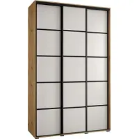 MEBLE KRYSPOL Cannes 4 Schrank mit 3 Schiebetüren - 205,2x150x45 cm - Artisan Weiß Schwarz